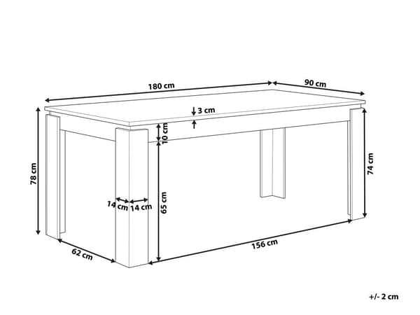Ruokapöytä tumma puu 180 x 90 cm MDF-levy 6 hengelle suorakulmainen skandinaavinen tyyli