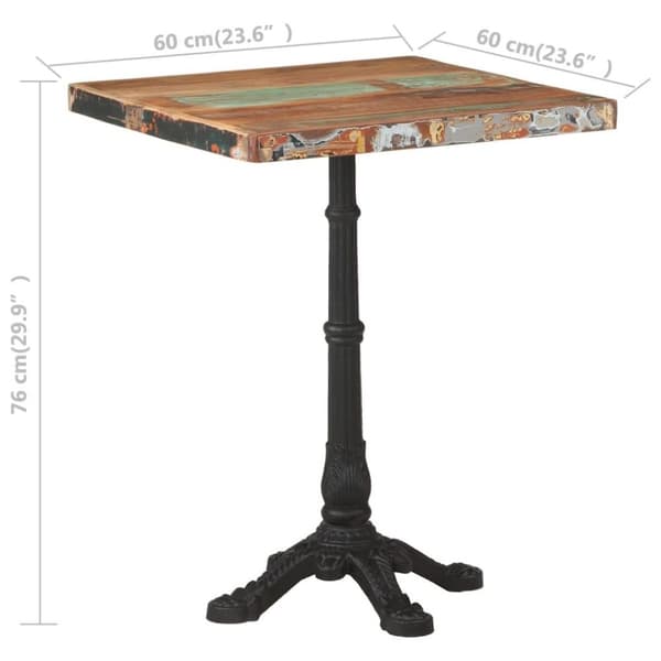 vidaXL Cafébord 60x60x76 cm massivt återvunnet trä