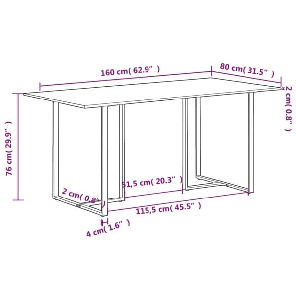vidaXL spisebord 160 cm massivt genbrugstræ