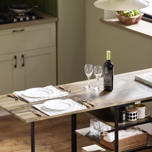 SoBuy Klapbord med hylder Foldebord Spisebord Hjørnebord FWT62-N