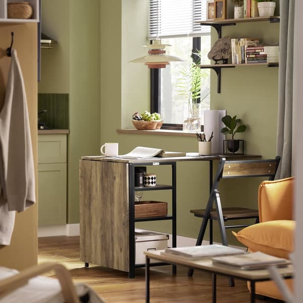 SoBuy Klapbord med hylder Foldebord Spisebord Hjørnebord FWT62-N