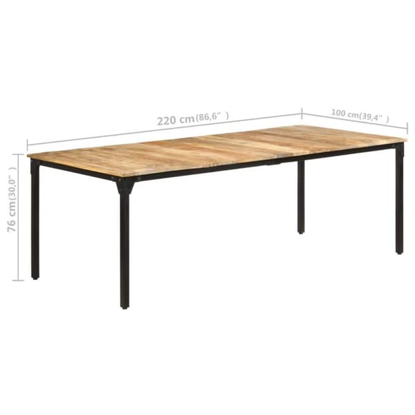 vidaXL spisebord 220x100x76 cm ru mangotræ