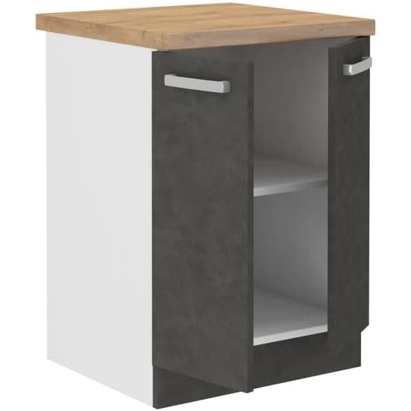 Underskåp med 2 gångjärnsdörrar - Mattgrå - L 60 x D 51,6 x H 85 cm - LASSEN