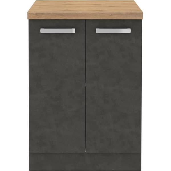 Underskåp med 2 gångjärnsdörrar - Mattgrå - L 60 x D 51,6 x H 85 cm - LASSEN