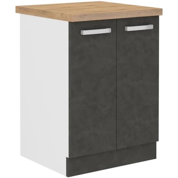 Underskåp med 2 gångjärnsdörrar - Mattgrå - L 60 x D 51,6 x H 85 cm - LASSEN