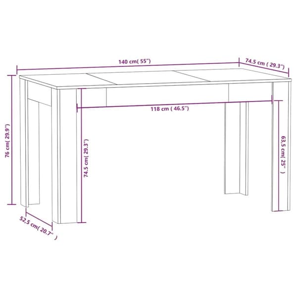 vidaXL Spisebord svart 140x74,5x76 cm sponplate
