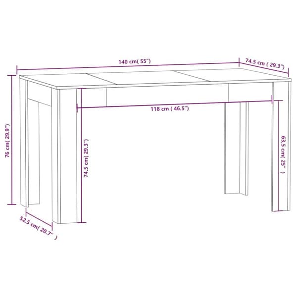 vidaXL spisebord 140x74,5x76 cm konstrueret træ betongrå
