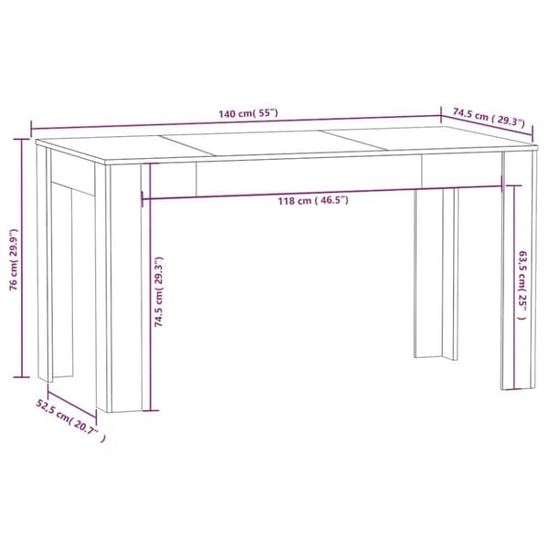 vidaXL Spisebord hvit 140x74,5x76 cm konstruert tre