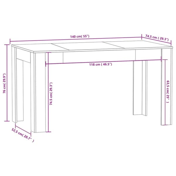 vidaXL spisebord 140x74,5x76 cm konstrueret træ sonoma-eg