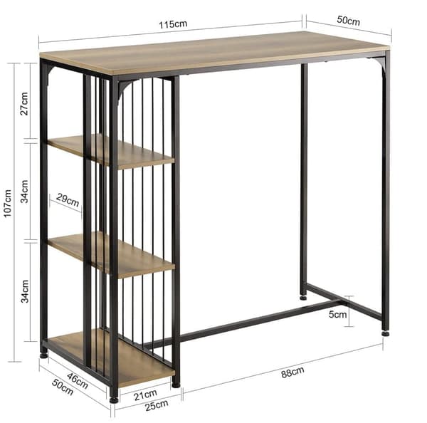 SoBuy skrivebord Skriveb Spisebord med hylder Altanbord Barbord højt bord Brun FWT84-PF