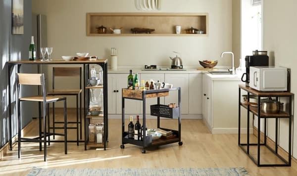 SoBuy skrivebord Skriveb Spisebord med hylder Altanbord Barbord højt bord Brun FWT84-PF