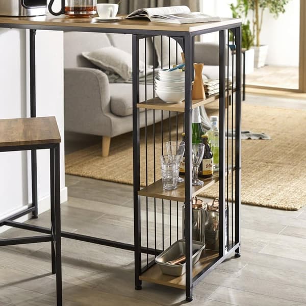 SoBuy skrivebord Skriveb Spisebord med hylder Altanbord Barbord højt bord Brun FWT84-PF