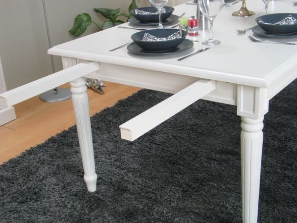 Amaretta spisebord 100x180/280 inkl. 2 tillægsplader antik hvid, antik patineret.