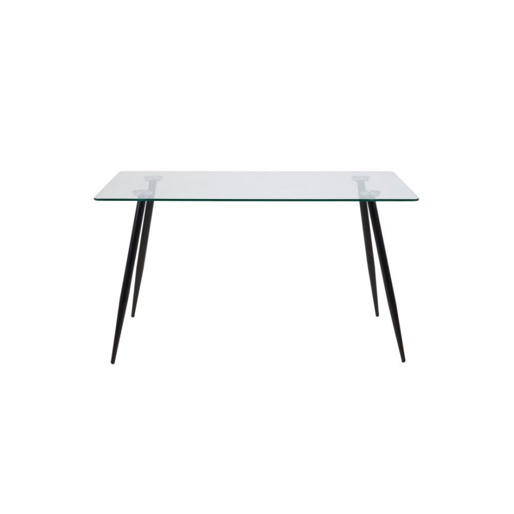 Willy matbord med klar glasskiva och svarta ben, 80 x 140 cm.
