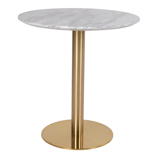 Bojan matbord Ø70 cm marmor-look, mässingsfärgade ben.