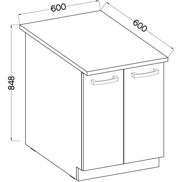 Lågt skåp med 2 gångjärnsdörrar - Sonoma ekdekor - B 60 x D 51,6 x H 85 cm - LASSEN