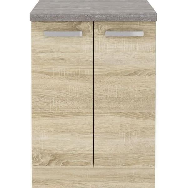 Lågt skåp med 2 gångjärnsdörrar - Sonoma ekdekor - B 60 x D 51,6 x H 85 cm - LASSEN