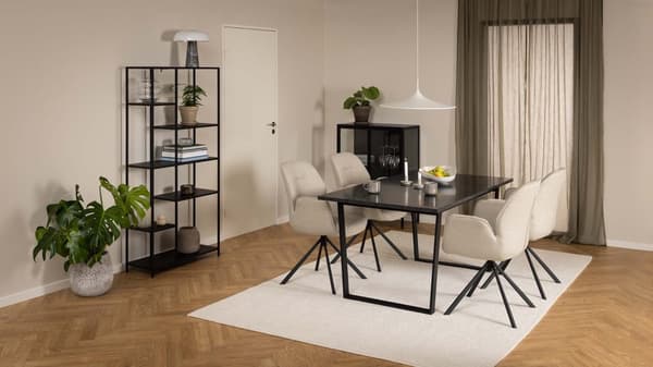 Amble spisebord 90x160cm svart marmor print.