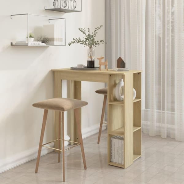 vidaXL Barbord med hylle sonoma eik 102x50x103,5 cm sponplate