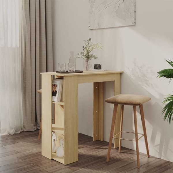 vidaXL Barbord med hylle sonoma eik 102x50x103,5 cm sponplate