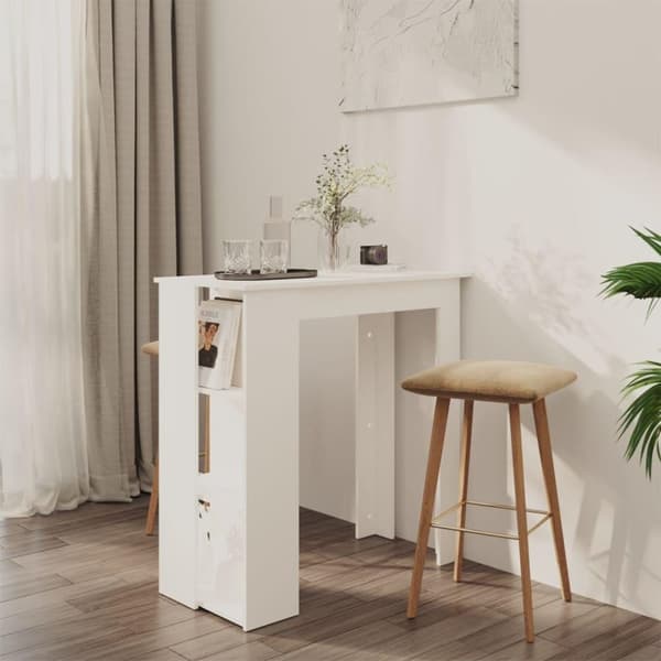 vidaXL barbord med hylde 102x50x103,5 cm spånplade hvid
