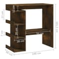Miniatyrbillede 7 af 10: vidaXL barbord m. opbevaringsstativ 100x50x101,5 cm spånplade røget eg