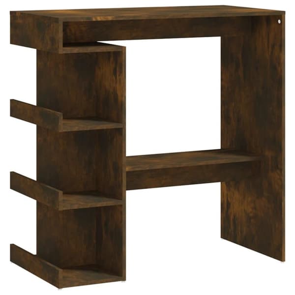 vidaXL barbord m. opbevaringsstativ 100x50x101,5 cm spånplade røget eg