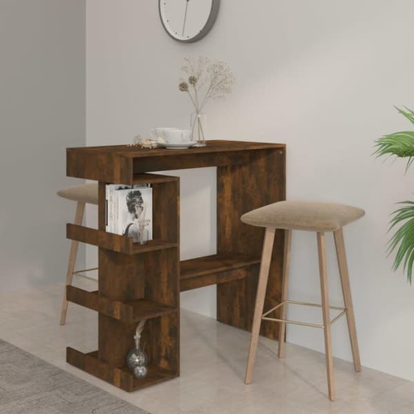 vidaXL Barbord med hyllor rökfärgad ek 100x50x101,5 cm spånskiva