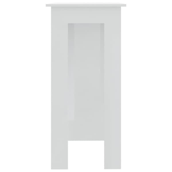 vidaXL Baaripöytä hyllyllä korkeakiilto valk. 102x50x103,5cm lastulevy
