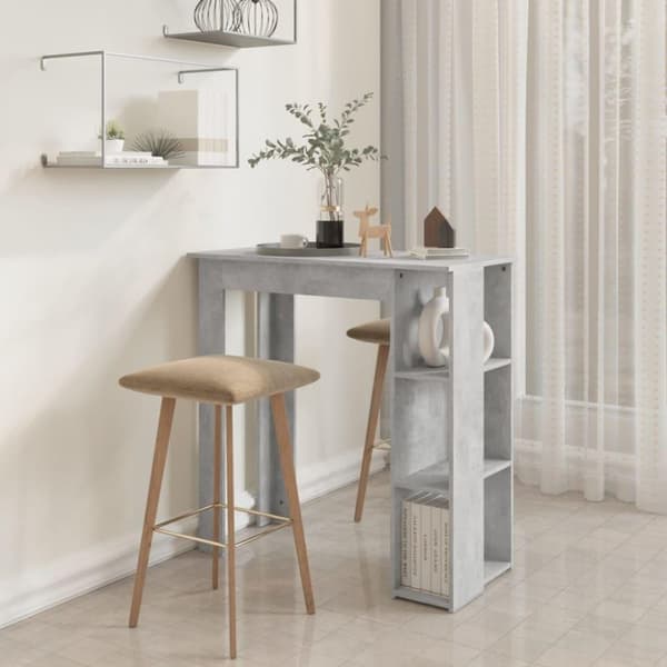 vidaXL Barbord med hylla betonggrå 102x50x103,5 cm spånskiva