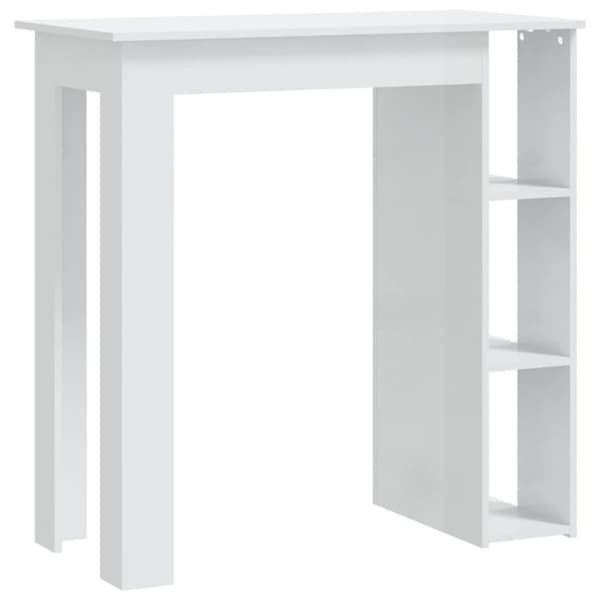 vidaXL Barbord med hylle høyglans hvit 102x50x103,5 cm sponplate