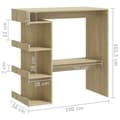 Miniatyrbillede 7 af 10: vidaXL barbord m. opbevaringstativ 100x50x101,5 cm spånplade sonoma-eg