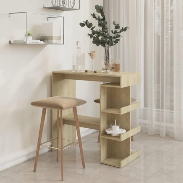 vidaXL Barbord med hyllor sonoma-ek 100x50x101,5 cm konstruerat trä