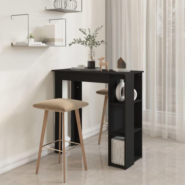 vidaXL Barbord med hylle svart 102x50x103,5 cm sponplate