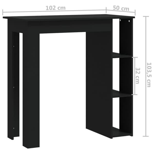 vidaXL Barbord med hylle svart 102x50x103,5 cm sponplate
