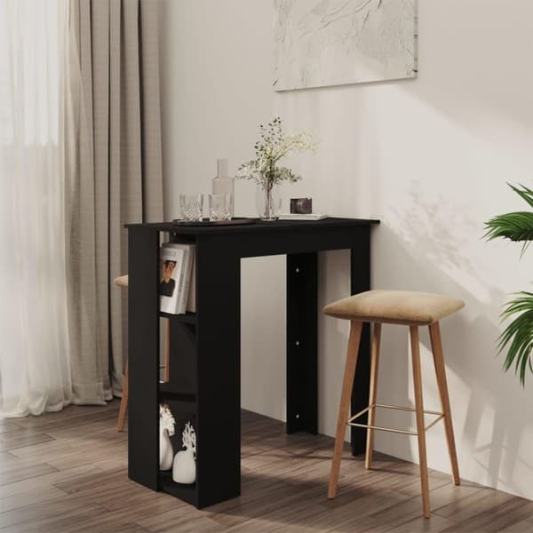 vidaXL Barbord med hylle svart 102x50x103,5 cm sponplate