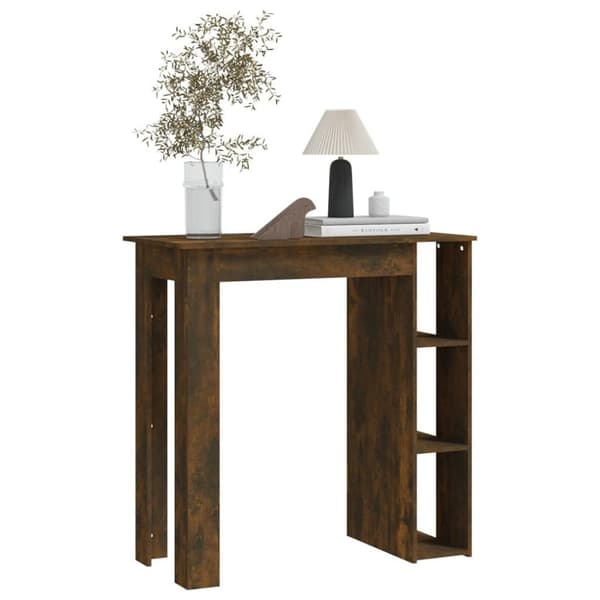 vidaXL barbord m. hylde 102x50x103,5 cm spånplade røget eg