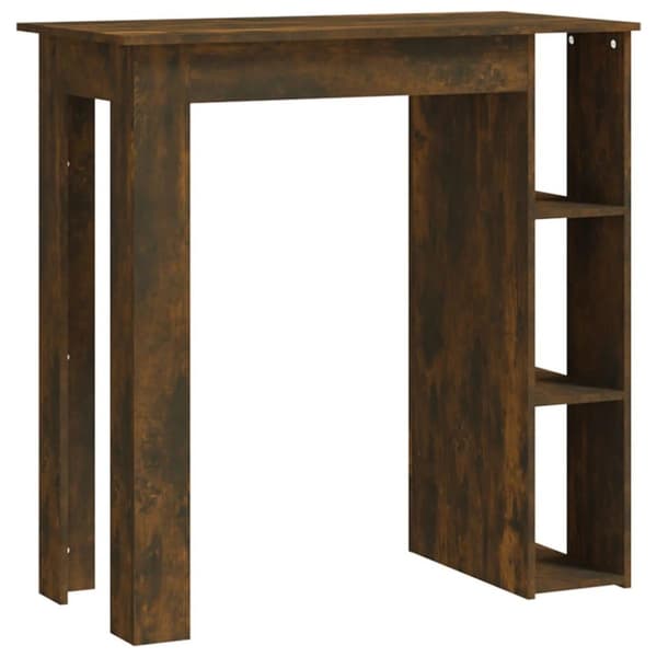 vidaXL barbord m. hylde 102x50x103,5 cm spånplade røget eg