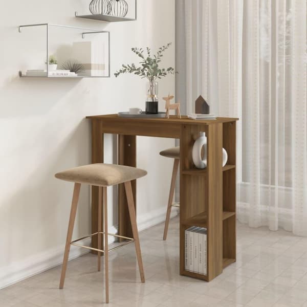 vidaXL Barbord med hylle brun eik 102x50x103,5 cm