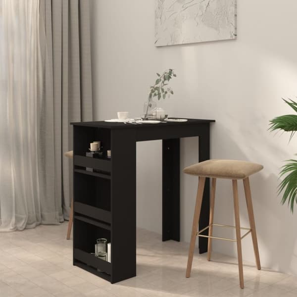 vidaXL Barbord med hyllor svart 102x50x103,5 cm konstruerat trä