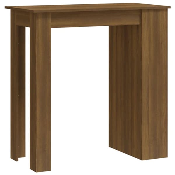 vidaXL barbord m. opbevaringsstativ 102x50x103,5 cm spånplade brunt eg