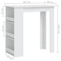 Miniatyrbild 6 av 7: vidaXL Barbord med förvaringshyllor vit 102x50x103,5 cm spånskiva