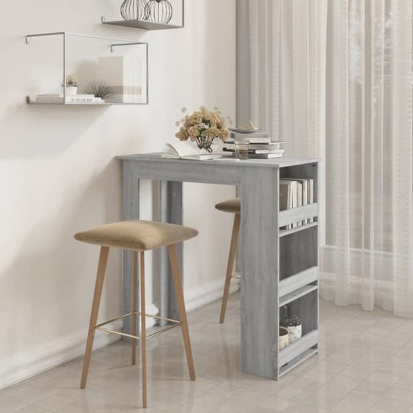vidaXL Baaripöytä säilytystelineellä harmaa Sonoma 102x50x103,5cm levy