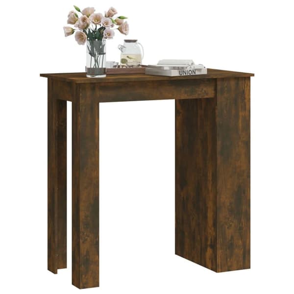 vidaXL barbord m. opbevaringsstativ 102x50x103,5 cm spånplade røget eg