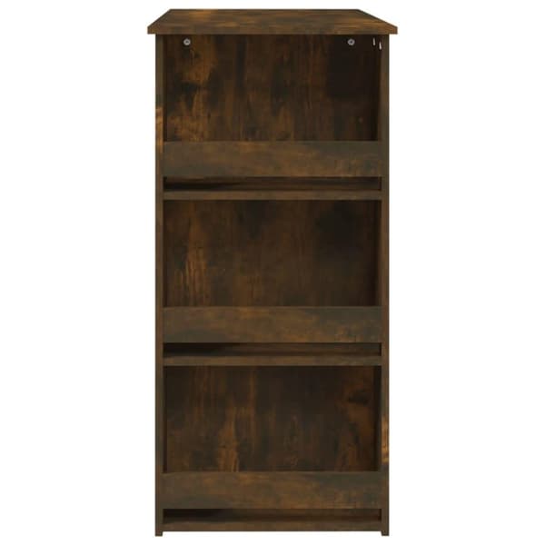 vidaXL barbord m. opbevaringsstativ 102x50x103,5 cm spånplade røget eg