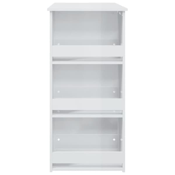vidaXL barbord med opbevaringsstativ 102x50x103,5 cm hvid højglans