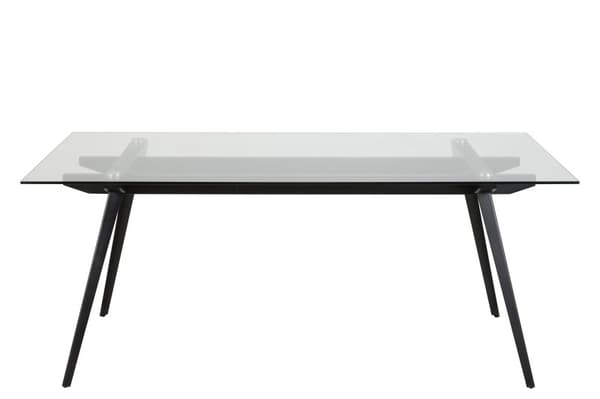 Mie spisebord 90 x 180 cm med glassplate og svart stell.