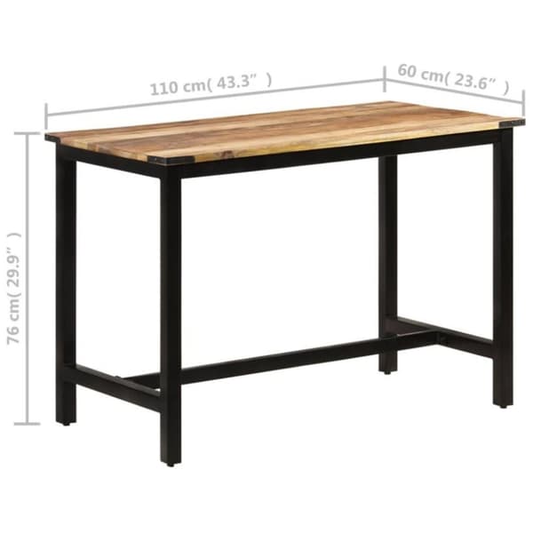 vidaXL Matbord 110x60x76 cm massivt mangoträ
