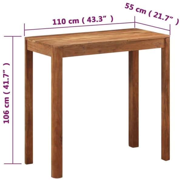 vidaXL Barbord heltre akasie med honningfinish 110x55x106 cm