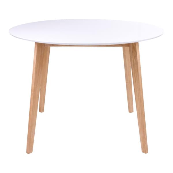 Voos spisebord Ø105 cm i hvit og natur.